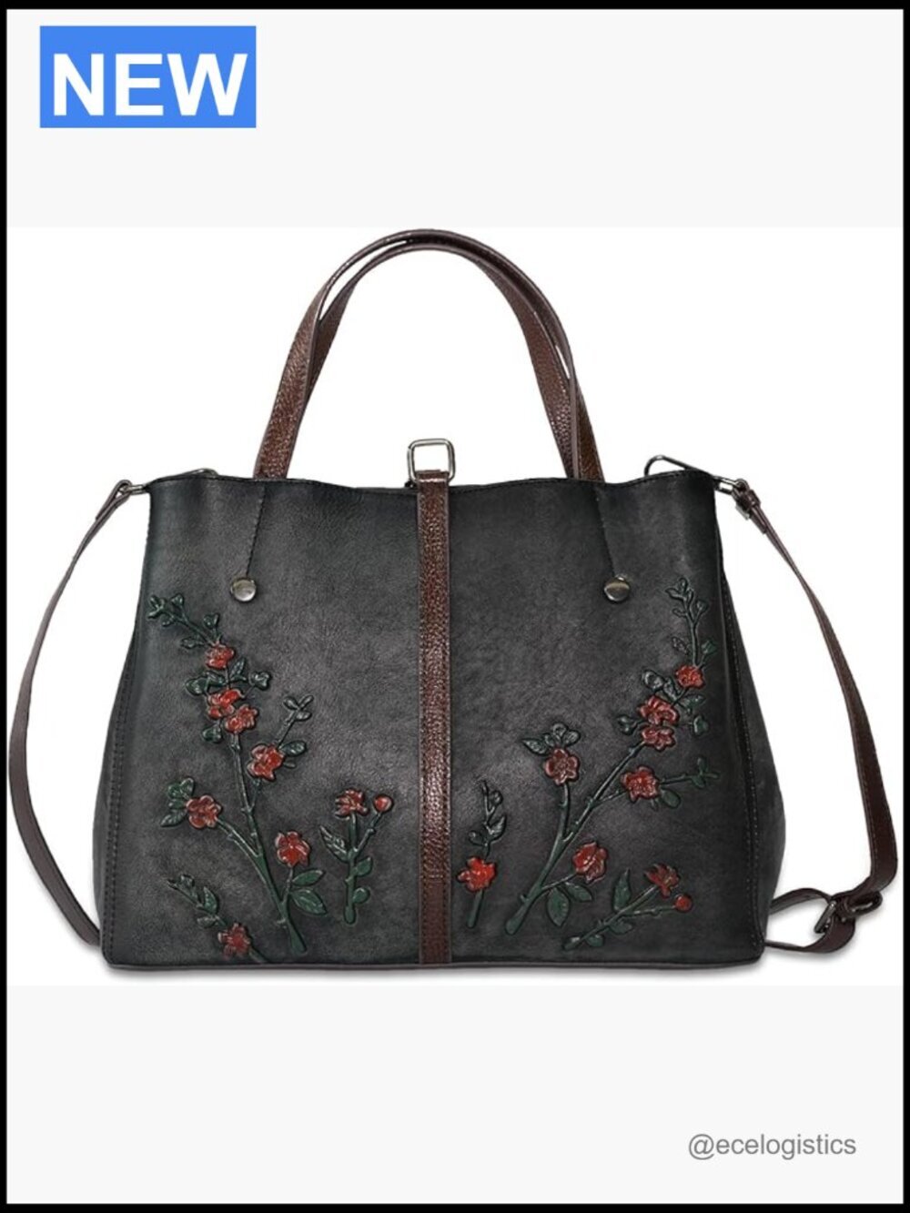 Genuine Leather Embossed Hobo Satchel Top Handle Crossbody Bag Handmade Vintage